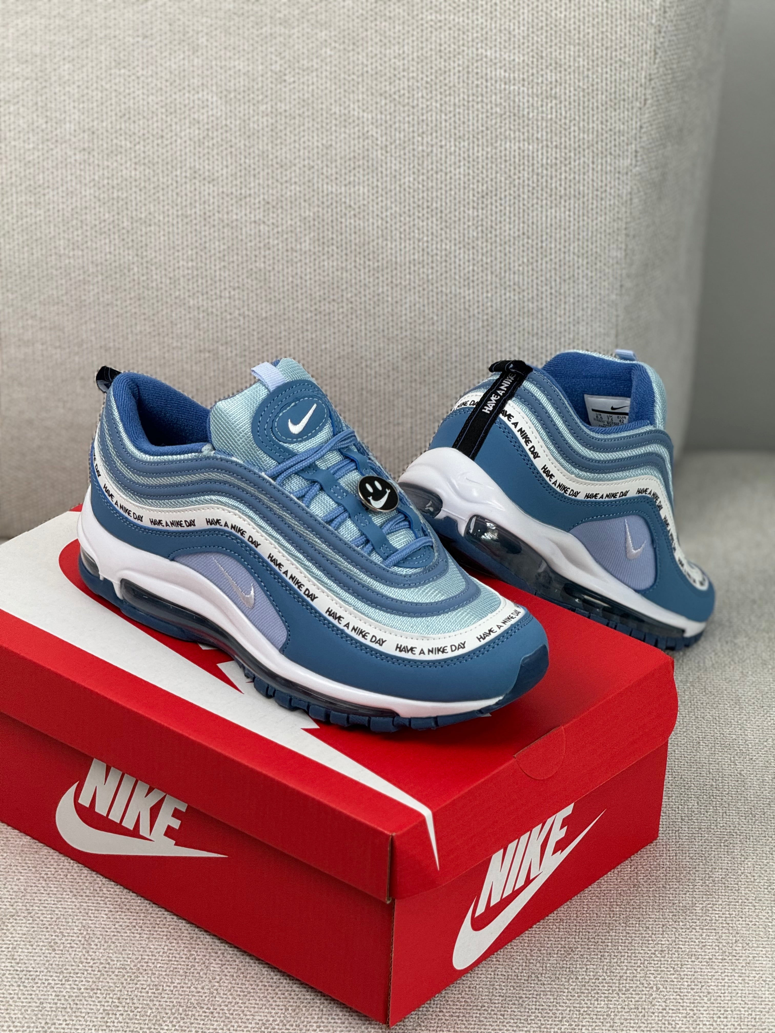 Air max 97 blancos con rojo y azul online